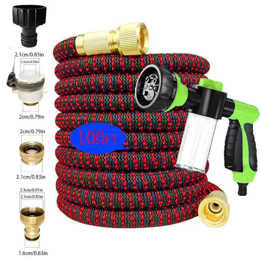 Flexible Hose Braided - 100FT Red Green Braided Expandable Garden