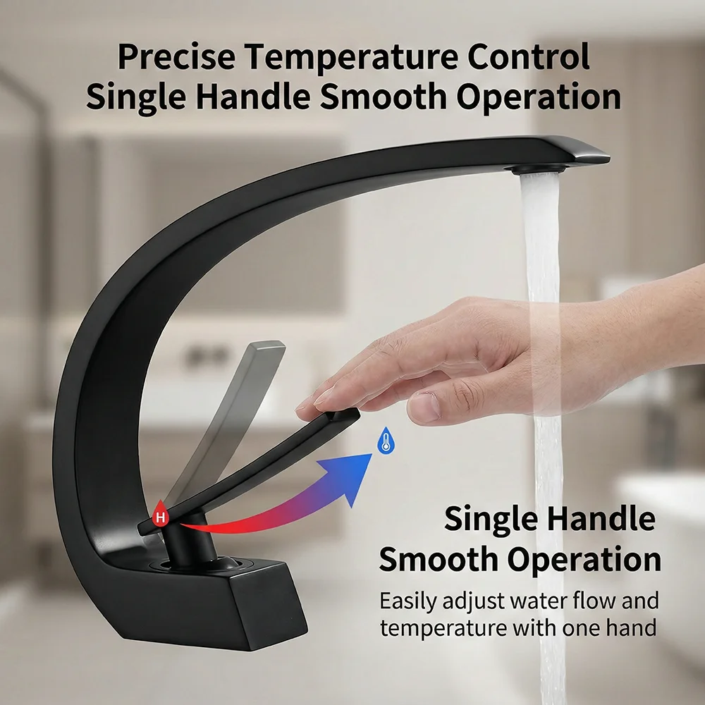 Matte Black Bathroom Faucet, A - Silicone Tap Washer recensione e prezzo
