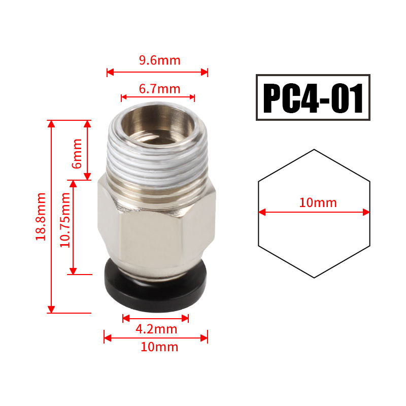 10pcs/lot PC4-M10 Pneumatic Co - Ptfe Tape Thread recensione e prezzo