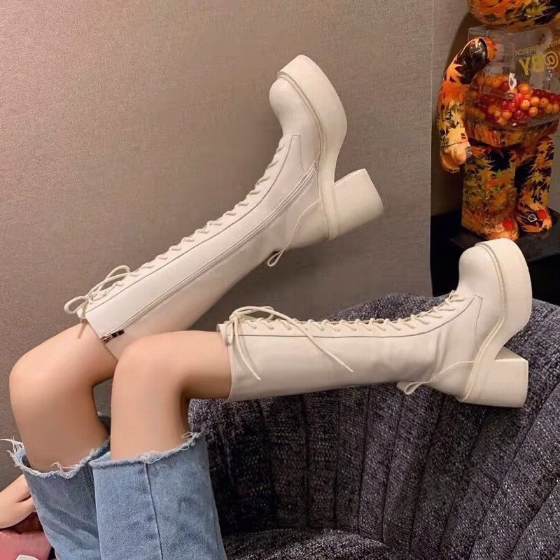 White  Boots Thick Bottom High - Pipe Bending Spring recensione e prezzo